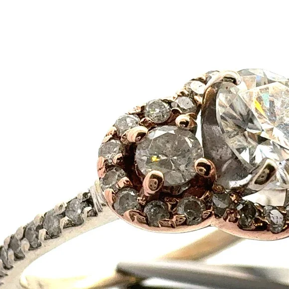 Designer Forever Brilliant 14K White Yellow Gold Moissanite Trio Engagement Ring